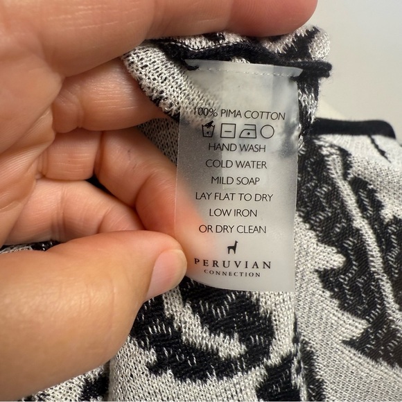 Peruvian Connection Black and White Floral Sleeveless Midi Dress Size Medium - Picture 4 of 4